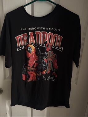 Marvel Deadpool Black T-Shirt with Red and Yellow Graphic